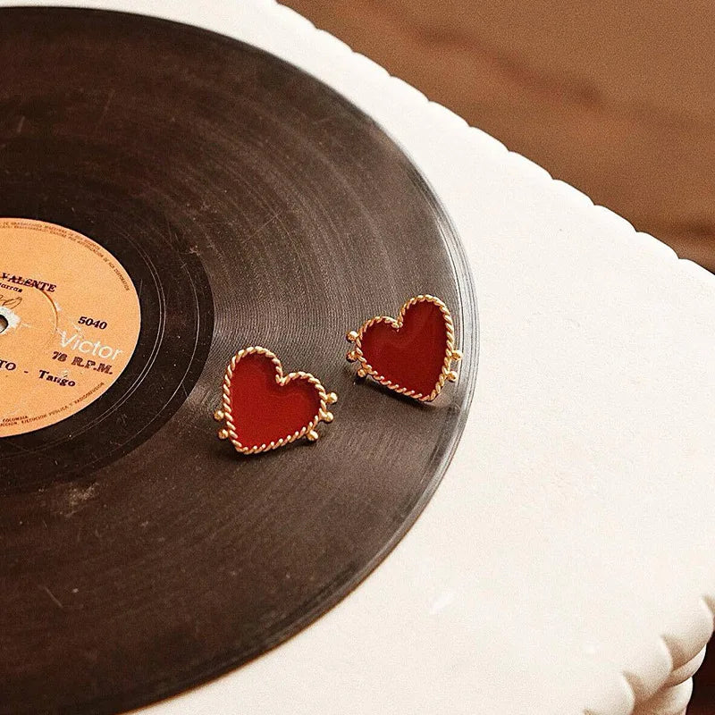 Red Heart Stud Earring