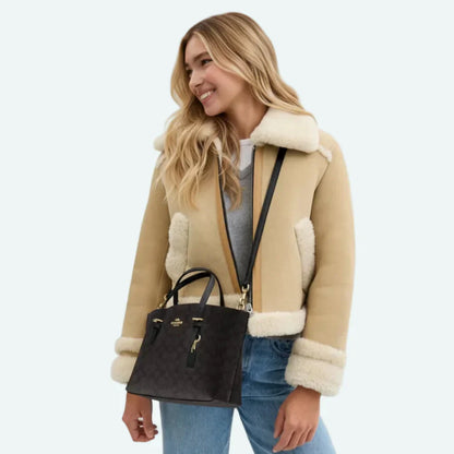 The Mollie Tote Bag 25 In Signature Canvas -  Walnut/Black